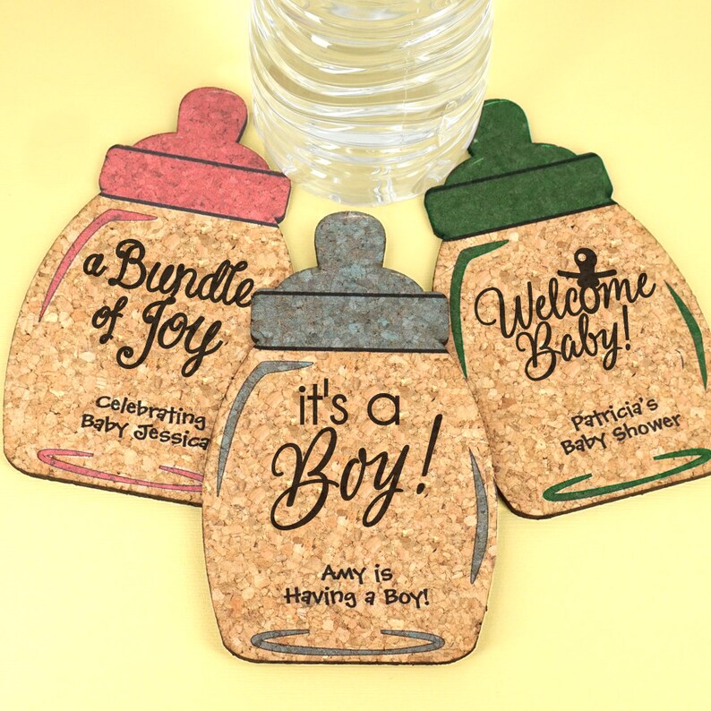 Baby Shower Favor Coaster Personalized Baby Bottle Shaped Etsy