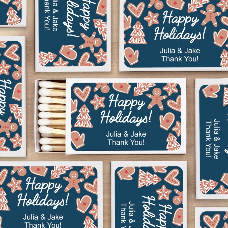 Gingerbread Match Boxes, Personalized Christmas Matches, Matches for