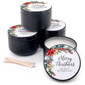 Bulk Christmas Candles, Stocking Stuffer, Poinsettia Christmas, Hostess Gift, Christmas Gift Idea, Holiday Candle, Christmas Party Favor