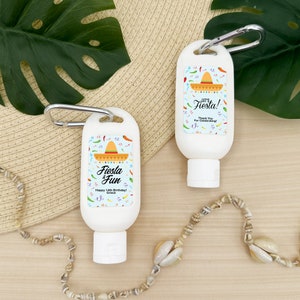 Fiesta Party Favors, Sunscreen Party Favors, Birthday Party Favors, Mexican Party Favors, Custom Sunscreen, Let&#39;s Fiesta - Set of 12