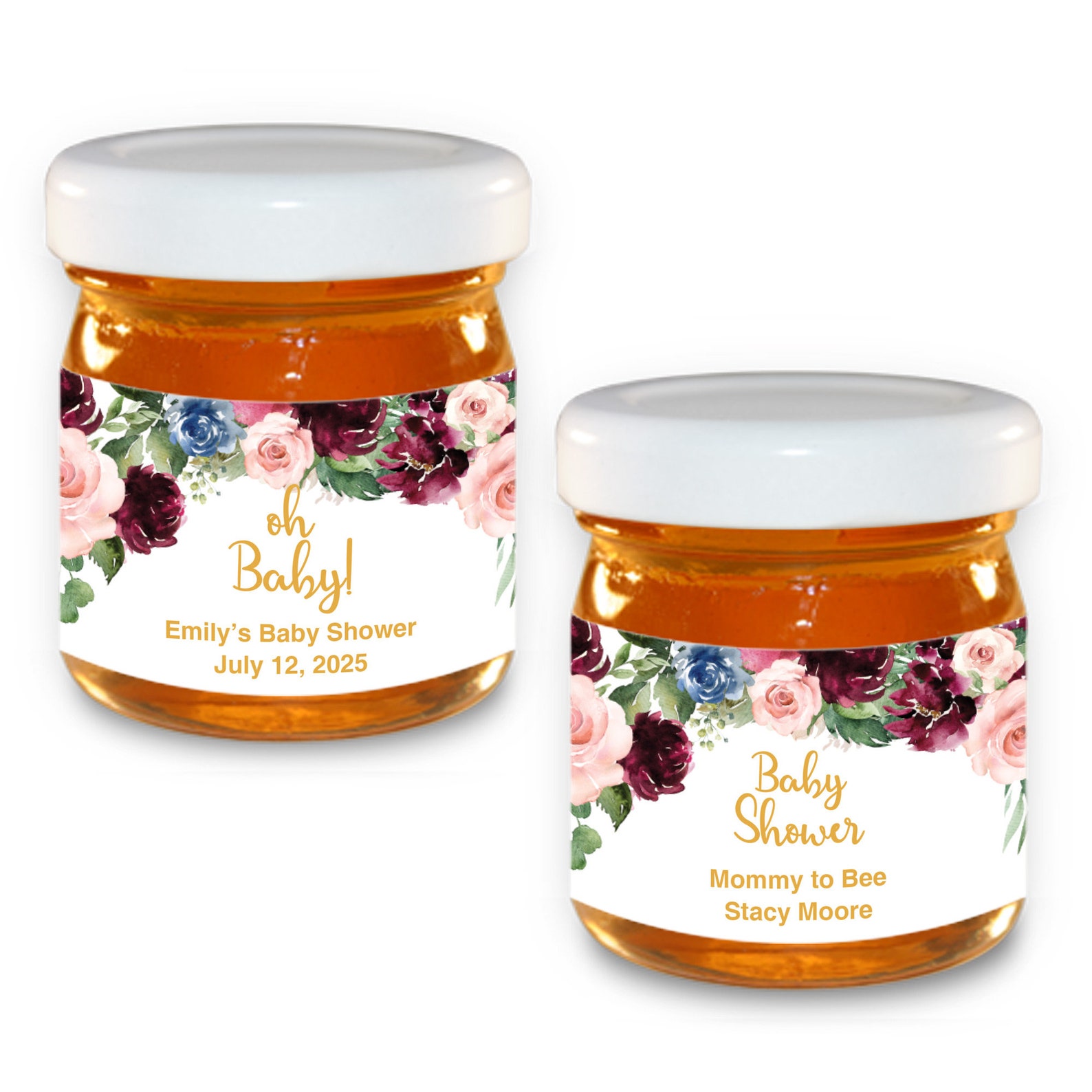 Mini Honey Jar Baby Shower Favors Burgundy Themed Baby Etsy