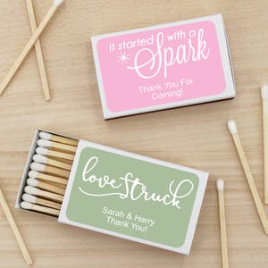 Wedding Favor Matches, The Perfect Match, Get Lit, Sparks Flew, Personalized Matchboxes, Unassembled or Assembled  (Black Box) - Set of 50