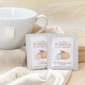 A Little Pumpkin is on the Way Tea Bags, Baby Shower Favors, Baby Shower Tea, Baby Shower Boy, Baby Shower Girl, Gender Reveal - Set of 30
