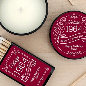 Mini personalized candle favors for guests to celebrate your vintage birthday