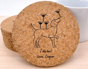 Personalized Cork Coasters, Bulk Wedding Favors, Drinks on Me, My Humans are Having a Party, Adult Birthday Party Favor, Bridal Shower Dog