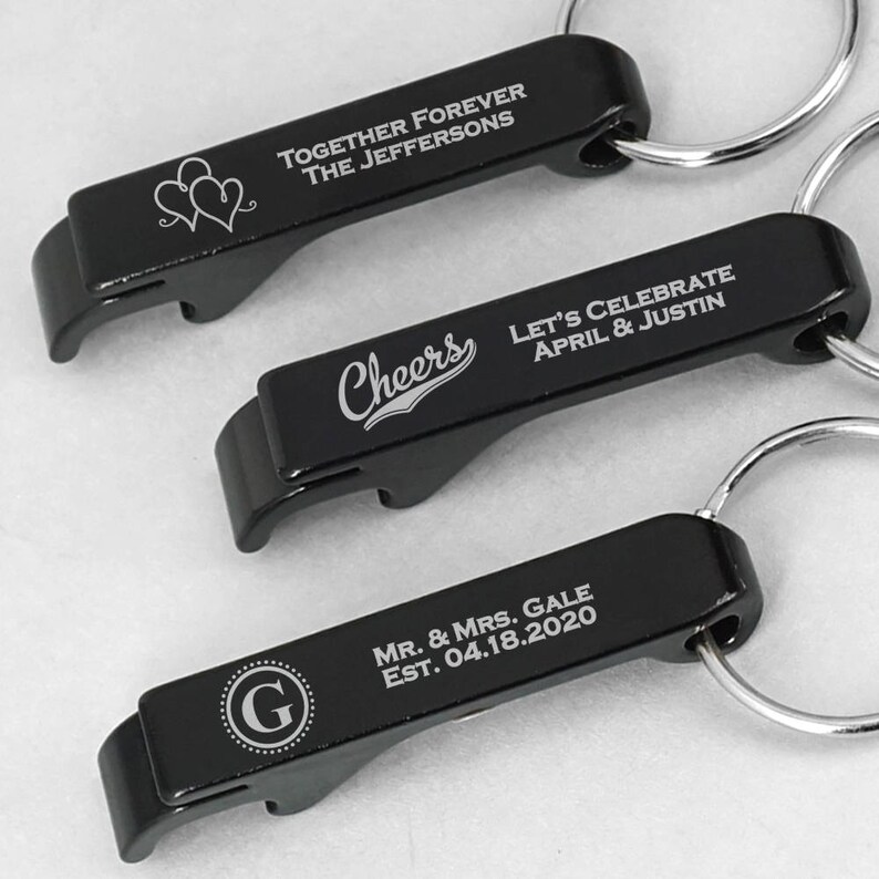Personalized Black Aluminum Key Chain Bottle Opener Bottle Etsy