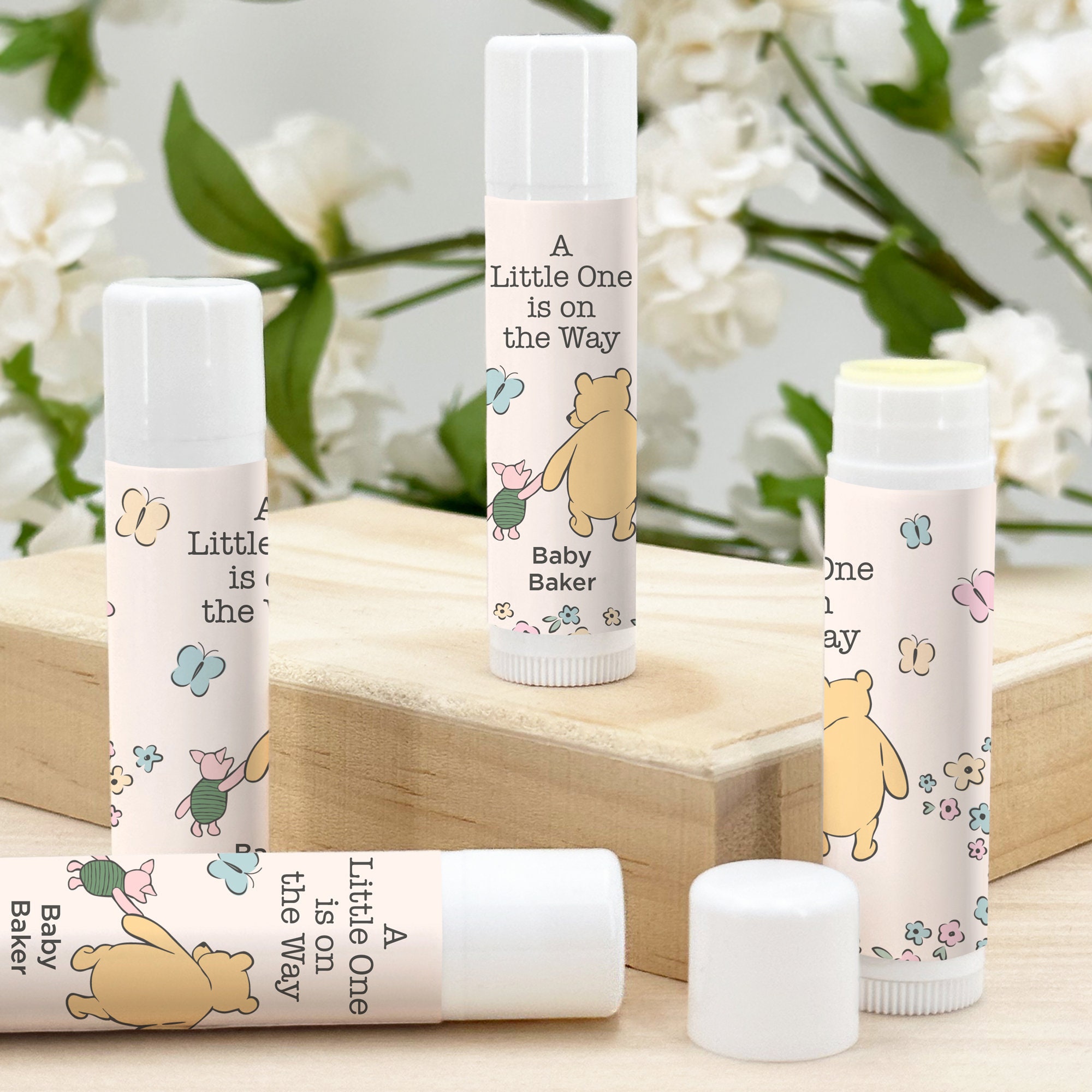 Classic Winnie the Pooh Baby Shower Favor, Lip Balm Favors, Baby Shower Boy, Baby Shower Girl - Set of 12