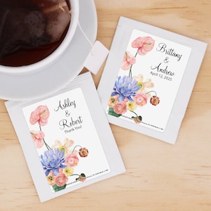 Floral Bouquet Wedding Favors, Bridal Shower Tea Party Favor, Wedding Favor Tea, Floral Tea Favors, Bridal Shower Favors - Set of 30