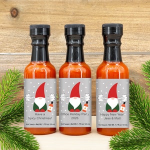 Gnome Christmas Gift, Christmas Gnome Gifts, Mini Hot Sauce Gift, Stocking Stuffers, Office Party, Holiday Party, Christmas Favors, 1.7oz