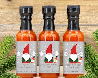 Gnome Christmas Gift, Christmas Gnome Gifts, Mini Hot Sauce Gift, Stocking Stuffers, Office Party, Holiday Party, Christmas Favors, 1.7oz