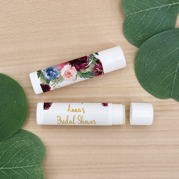 Personalized Lip Balm Favors, Wedding Favors, Bridal Shower Favor, Birthday Party Lip Balm - Set of 12