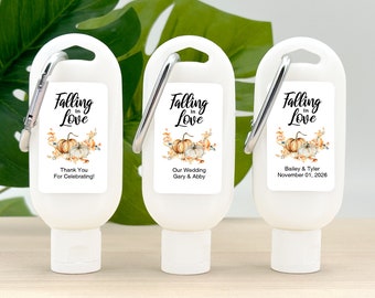 Wedding Favor Sunscreen, Bridal Shower Favor, Wedding Favors, Pumpkin Shower, Falling in Love, 1.5 oz Sunscreen with Carabiner - Set of 12