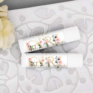 It&#39;s A Girl Baby Shower Favors, Personalized Lip Balm Favors, Gender Reveal Favors - Set of 12