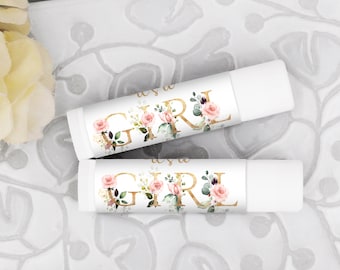 It&#39;s A Girl Baby Shower Favors, Personalized Lip Balm Favors, Gender Reveal Favors - Set of 12