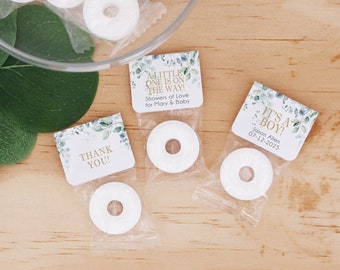 Life Saver Mint Baby Shower Favors, Greenery Floral Baby Shower Favors, Birth Announcement, Personalized Life Savers Mints, Cute Baby Shower