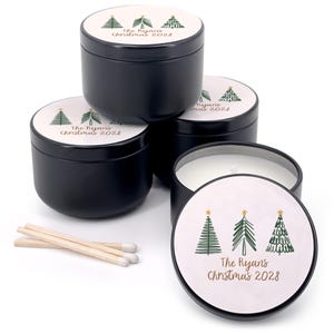 Bulk Candles, Stocking Stuffer, Hand Drawn Christmas Trees, Christmas Favor, Christmas Gift Idea, Holiday Candle, Personalized Coworker Gift