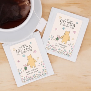 Winnie the Pooh Baby Shower Tea Bags, Baby Shower Favors, Baby Shower Tea, A Little Cu-Tea is on the Way, Pooh and Piglet - Set of 30