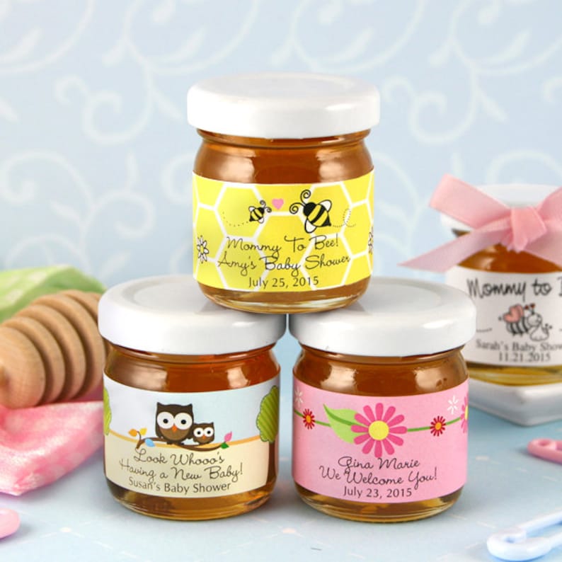 Baby Shower Favor Honey Jars Personalized Honey Favors Birth Etsy