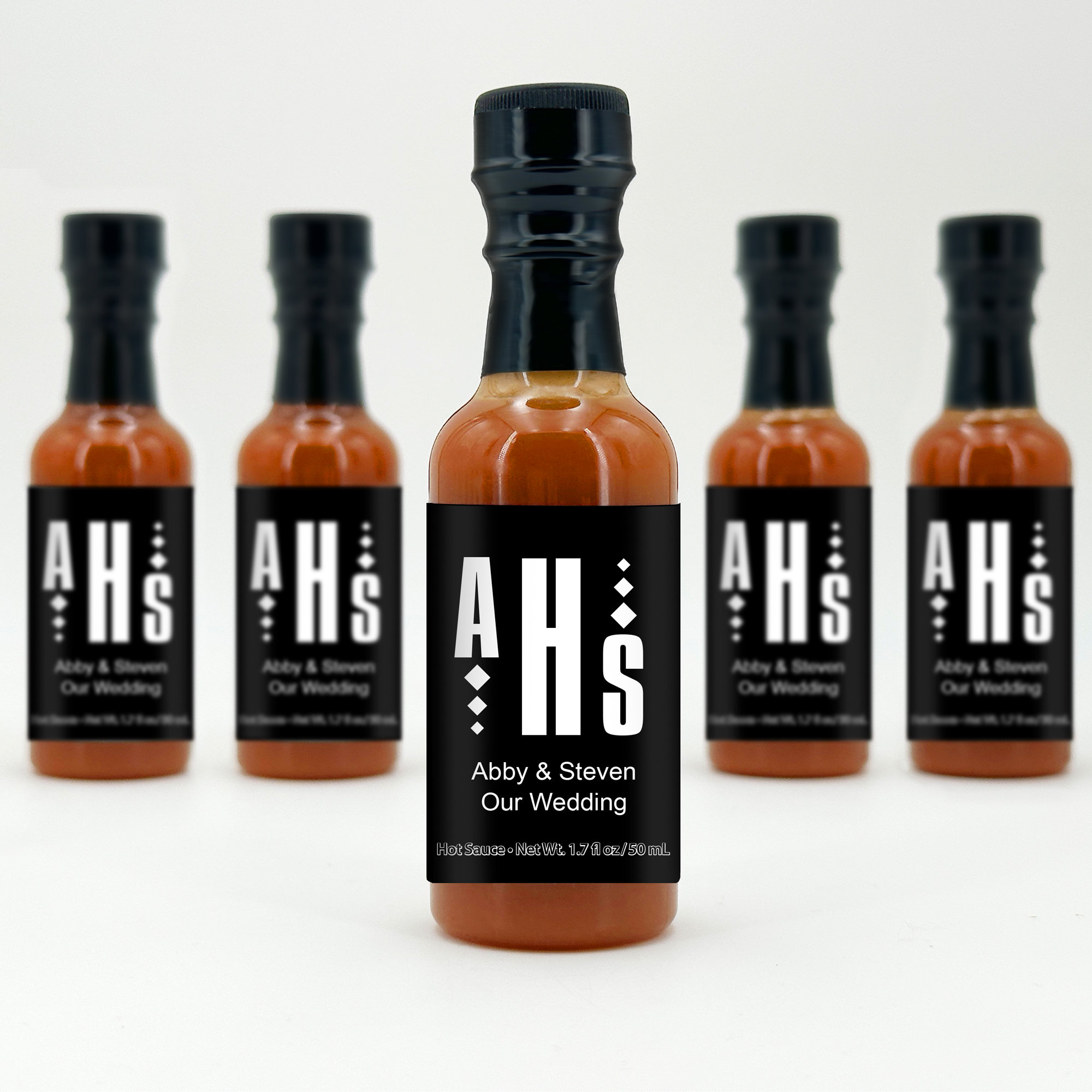 Wedding Favors Monogramed Mini Hot Sauce Favors Hot Sauce 