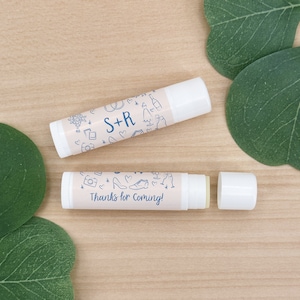 Personalized Lip Balm Favors, Wedding Favors, Bridal Shower Favor, Favors for Guests, Scribble Wedding Design, Bridal Shower - Set of 12