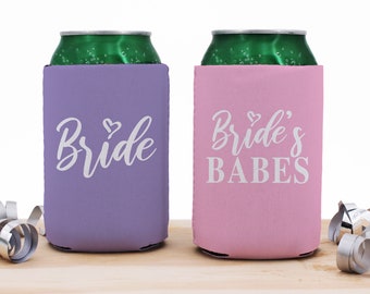 Bachelorette Party Can Coolers, Bride, Bride's Babes, Girl Gang, Bachelorette Favors, Custom Can Cooler, Insulated Beverages, Beer Holder