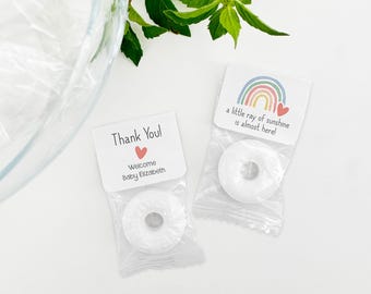 Rainbow Baby Shower Favors, Birth Announcement Favor Mints, Personalized Life Savers Mints, Cute Baby Shower Favors, Custom Favors
