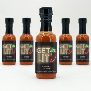 Hot Sauce Favors, Hot Sauce Gift, Mini Hot Sauce, Custom Hot Sauce, Get Lit, Wedding Favor, Bridal Shower, Birthday Favors, 1.7 oz