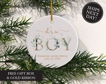 It's A Boy Ornament, Baby's First Christmas, Personalized Baby Ornament Keepsake, Cute Baby Ornament