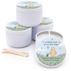 Unique Baby Shower Favors, Personalized Candles, Custom Candles, Baby Shower Favor, Baby Shower Ideas, Winnie the Pooh, 2 oz candle favors
