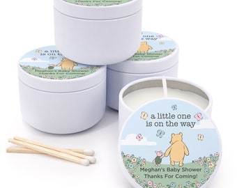 Unique Baby Shower Favors, Personalized Candles, Custom Candles, Baby Shower Favor, Baby Shower Ideas, Winnie the Pooh, 2 oz candle favors