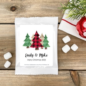 Christmas Hot Chocolate, Buffalo Plaid Christmas, Hot Chocolate Bar, Personalized Cocoa  Favors, Holiday Hot Chocolate - Set of 24