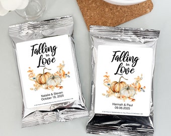 Falling in Love Wedding Favor Coffee, Pumpkin Wedding Reception, Personalized Coffee Favors, Bridal Shower Favors - Set of 30