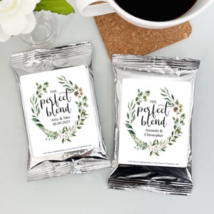 The Perfect Blend Wedding Favor Coffee, Green Wedding Reception, Personalized Coffee Favors, Bridal Shower Favors - Set of 30