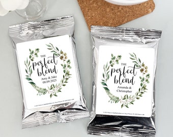 The Perfect Blend Wedding Favor Coffee, Green Wedding Reception, Personalized Coffee Favors, Bridal Shower Favors - Set of 30