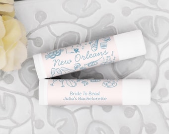 Custom Lip Balm, Wedding Lip Balm Favors, Bachelorette Party Favor, Lip Balm Customized, New Orleans Bachelorette, Girls Trip - Set of 12