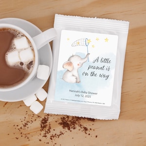 Baby Elephant Cocoa Baby Shower Favors, Personalized Cocoa Favors, Boy Baby Shower, Cocoa Favor - Set of 24