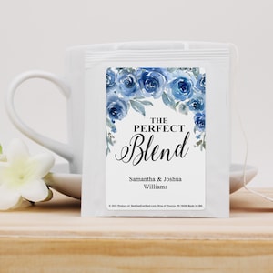 Tea Wedding Favors, Wedding Favor Tea, Perfect Blend Tea Favors, Bridal Shower Tea Party Favor, Blue Chinoiserie Tea Favors - Set of 30