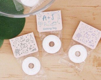 Personalized Wedding Life Savers Mints, Hand Drawn Favors