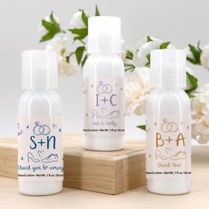 Wedding Favors, Personalized Hand Lotion Favors, Custom Hand Lotion, Wedding Lotion Bottle, Bridal Shower Favors, Wedding Doodles -Set of 12