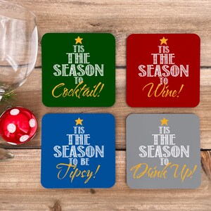 Christmas Coasters, Fun Coasters, Coaster Set, Holiday Coasters, Christmas Decor, Christmas Gift for Women, Christmas gift for Friends