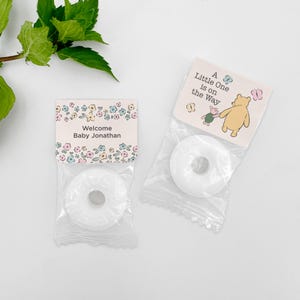 Classic Winnie the Pooh Baby Shower Favors, Birth Announcement Favor Mints, Personalized Life Savers Mints, Cute Baby Shower Favors