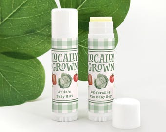Personalized Lip Balm Favors, Locally Grown Baby Shower Favors, Farmer's Market Gift - Set of 12