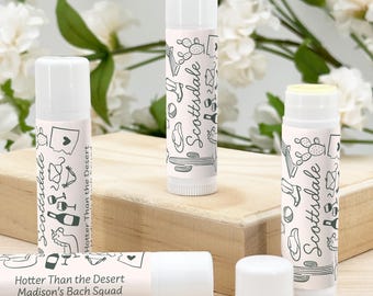 Custom Lip Balm, Wedding Lip Balm Favors, Bachelorette Party Favor, Lip Balm Customized, Scottsdale Bachelorette, Girls Trip - Set of 12