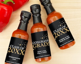 Hot Sauce Graduation Favors, Hot Sauce Gift, Mini Hot Sauce, Custom Hot Sauce, High School Grad, College Grad., 1.7 oz bottle of sauce
