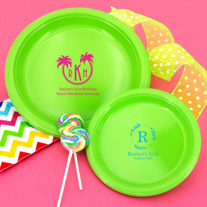 Personalized Monogram Plastic Plates Personalized Party Etsy