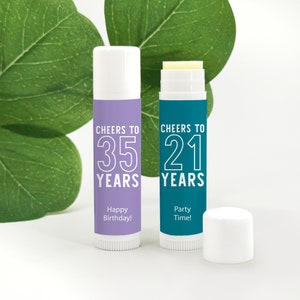 Birthday Party Favors, Birthday Favors for Woman, Birthday Favors for Men, Personalized Lip Balm Favors, Lip Balm Party Favors - Set of 12