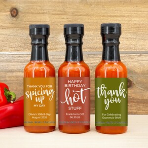 Hot Sauce Birthday Party Favors, Milestone Birthday, Hey Hot Stuff, Hot Sauce Gift, Mini Hot Sauce, Custom Hot Sauce, Smokin Hot 1.7oz