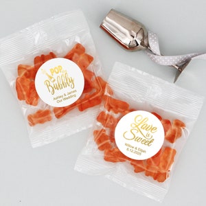 Champagne Gummy Bear Wedding Favors, Personalized Gummy Bear Favors, Silver Foil, Gold Foil, Rose Gold Foil, Bridal Shower Favors -Set of 20