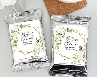 The Perfect Blend Wedding Favor Coffee, Geometric Floral Wedding, Personalized Coffee Favors, Bridal Shower Favors - Set of 30