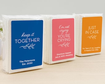 Wedding Tissues For Your Happy Tears, No Ugly Crying, Personalized Pocket Size Packs